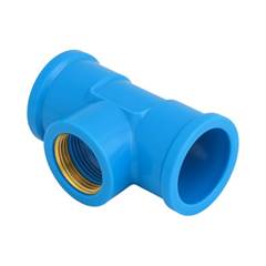TÊ SOLDÁVEL/ROSCÁVEL DN25X3/4 AZUL | ROSCA EM LATÃO - KRONA