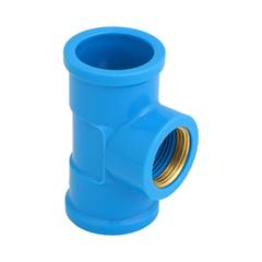 TÊ SOLDÁVEL/ROSCÁVEL DN25X3/4 AZUL | ROSCA EM LATÃO - KRONA