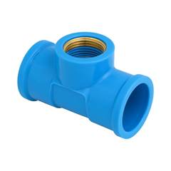 TÊ SOLDÁVEL/ROSCÁVEL DN32X3/4 AZUL | ROSCA EM LATÃO - KRONA