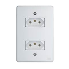 TOMADA DUPLA COM 2 PINOS + TERRA | 10A/250V | PLACA DE 4X2 | EQUILLE - WEG