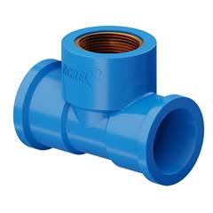 TÊ SOLDÁVEL/ROSCÁVEL DN20X1/2 AZUL | ROSCA EM LATÃO - TIGRE